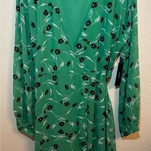 Lulu's Green Floral Long Sleeve Dress